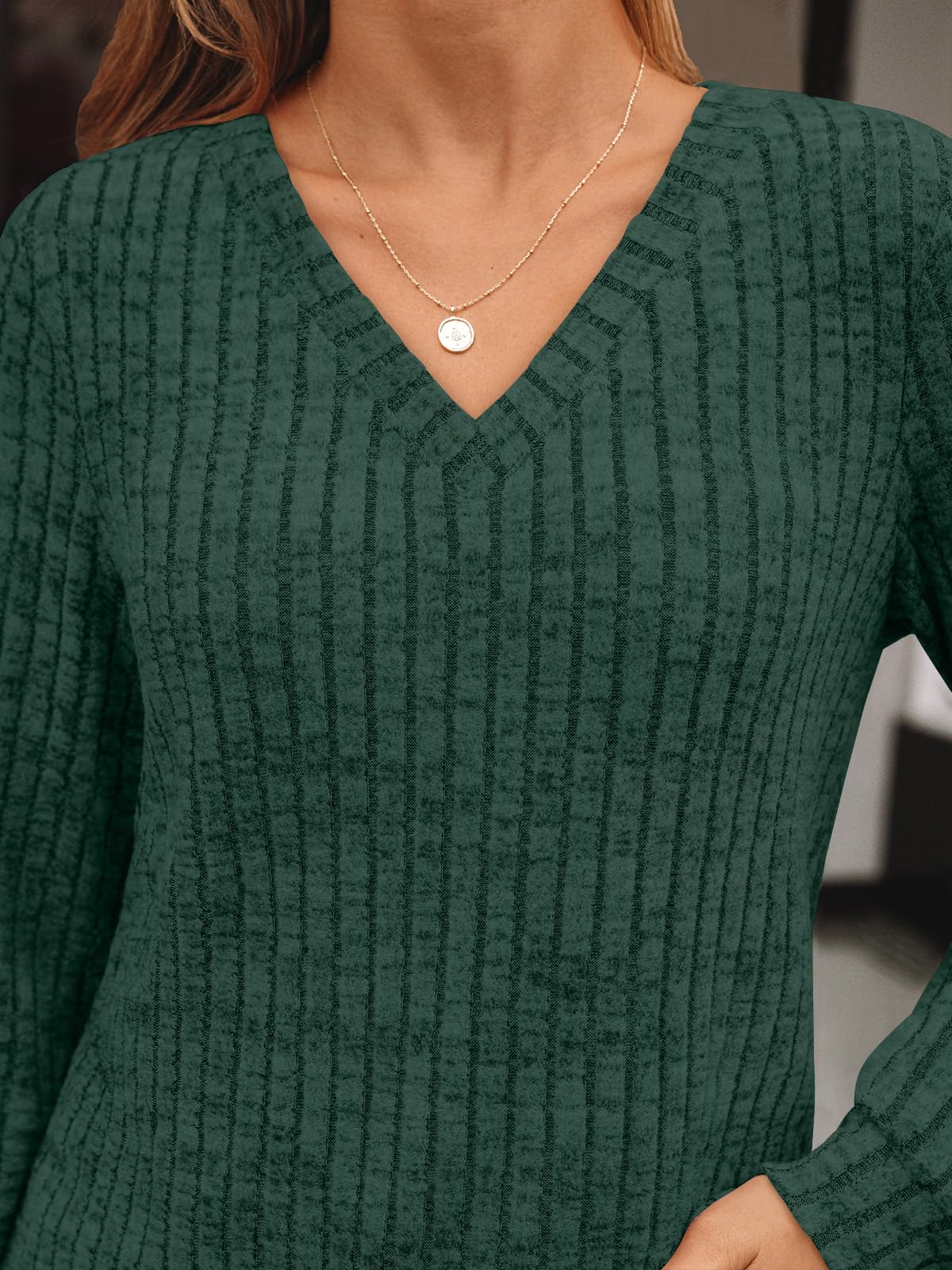 Damen Langarmshirt mit V-Ausschnitt – Lässiges Herbst Oberteil