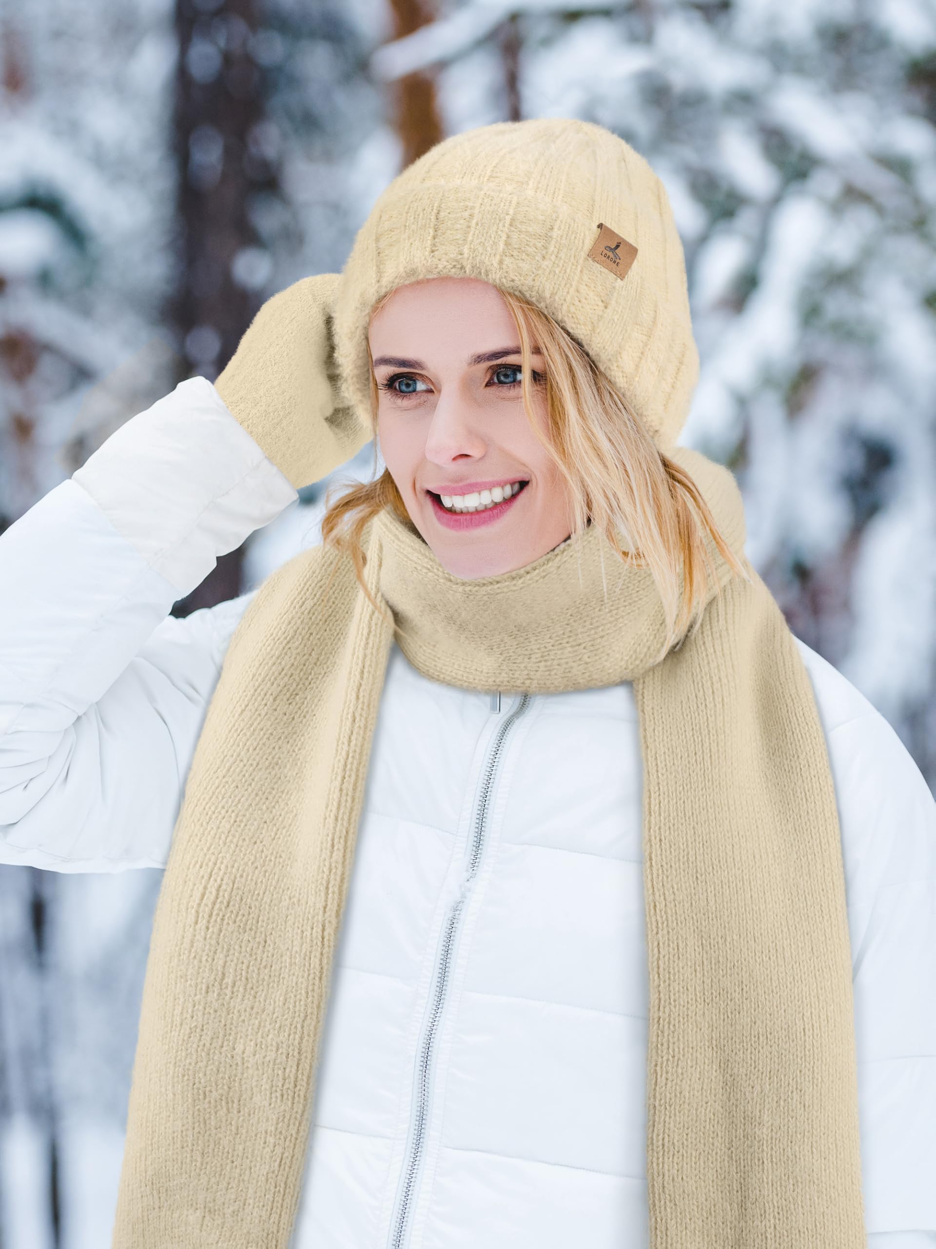 Winter Set für Damen – Mütze, Schal & Touchscreen-Handschuhe