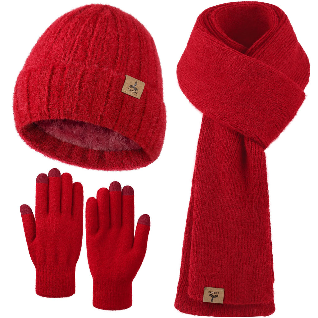 Winter Set für Damen – Mütze, Schal & Touchscreen-Handschuhe