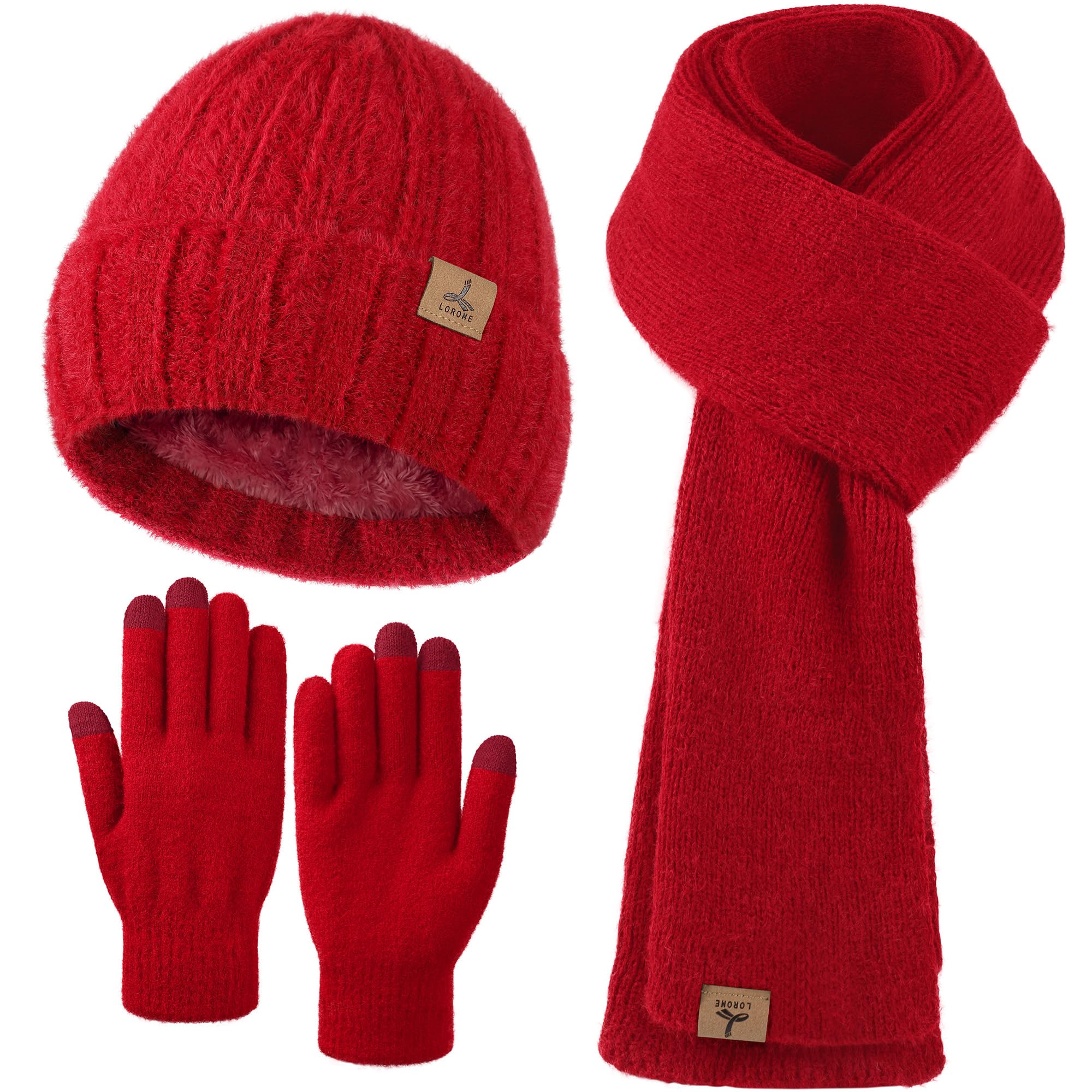 Winter Set für Damen – Mütze, Schal & Touchscreen-Handschuhe