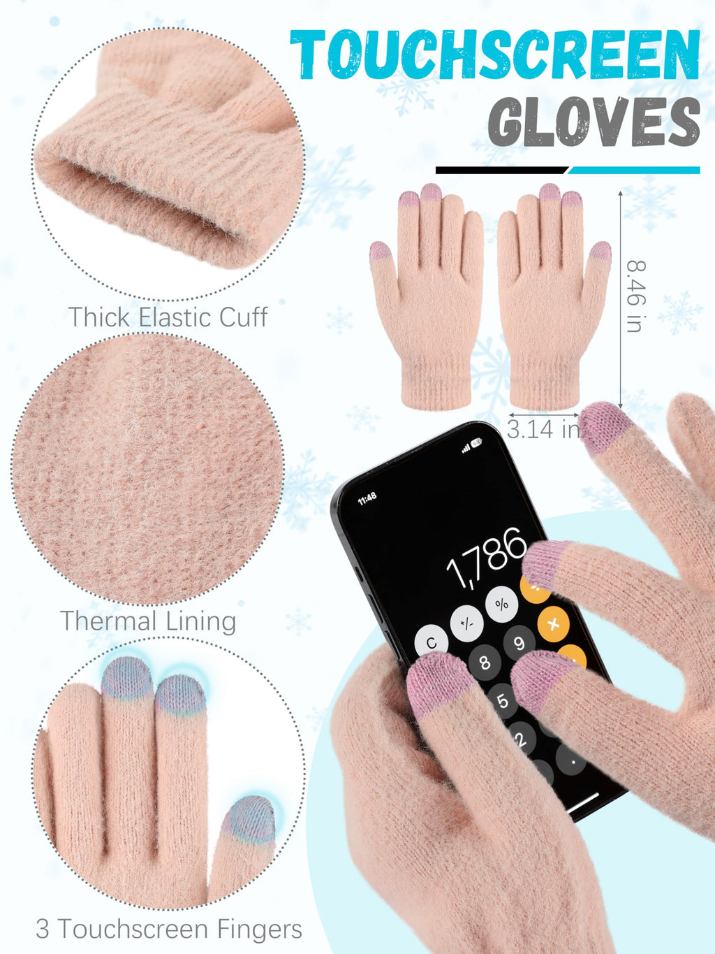 Winter Set für Damen – Mütze, Schal & Touchscreen-Handschuhe