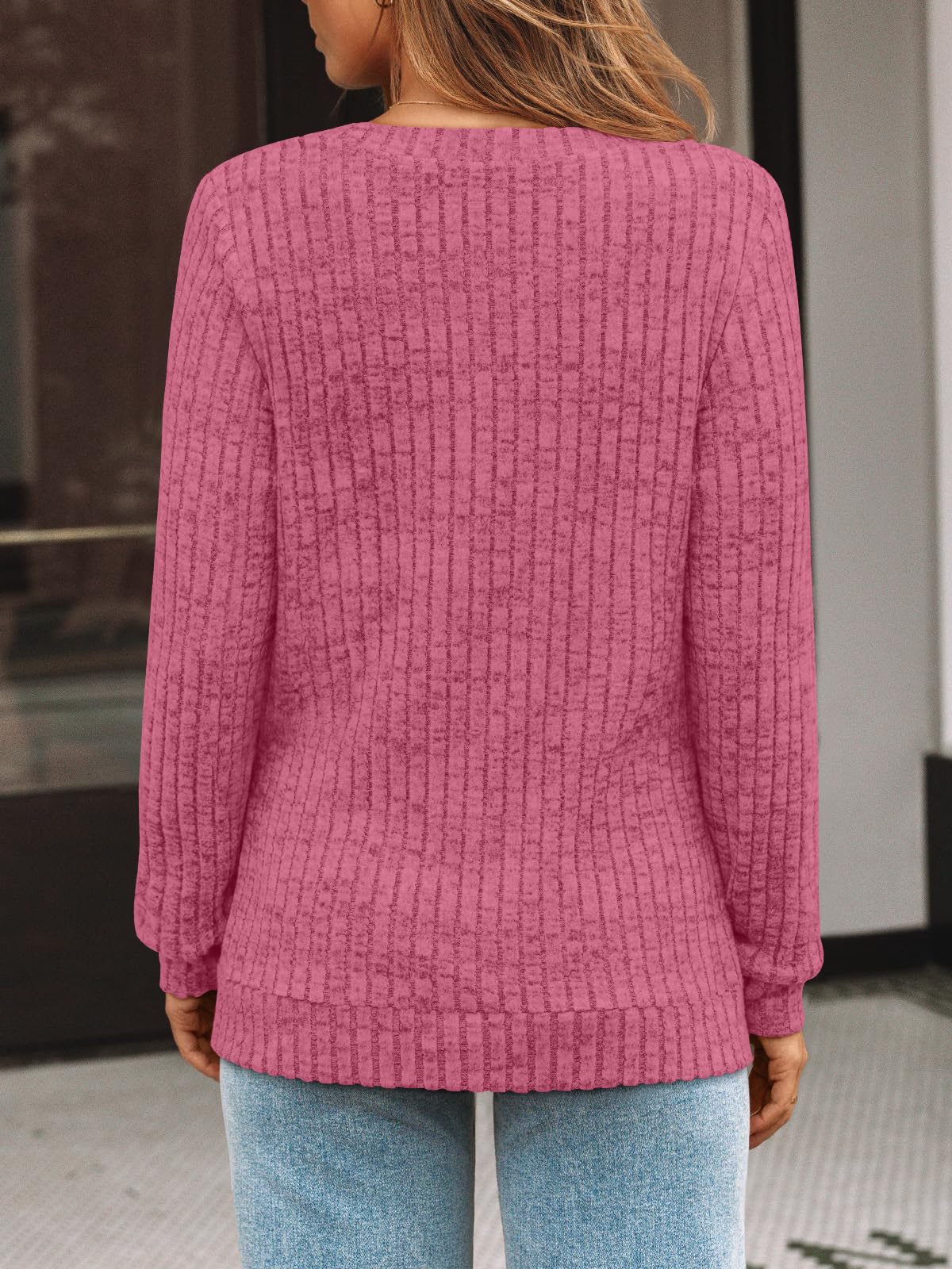 Damen Langarmshirt mit V-Ausschnitt – Lässiges Herbst Oberteil