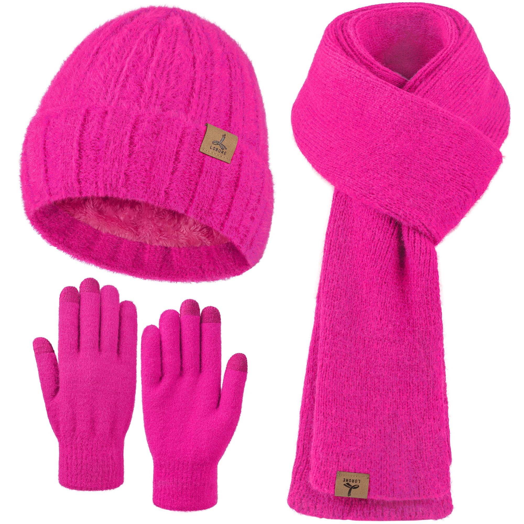 Winter Set für Damen – Mütze, Schal & Touchscreen-Handschuhe