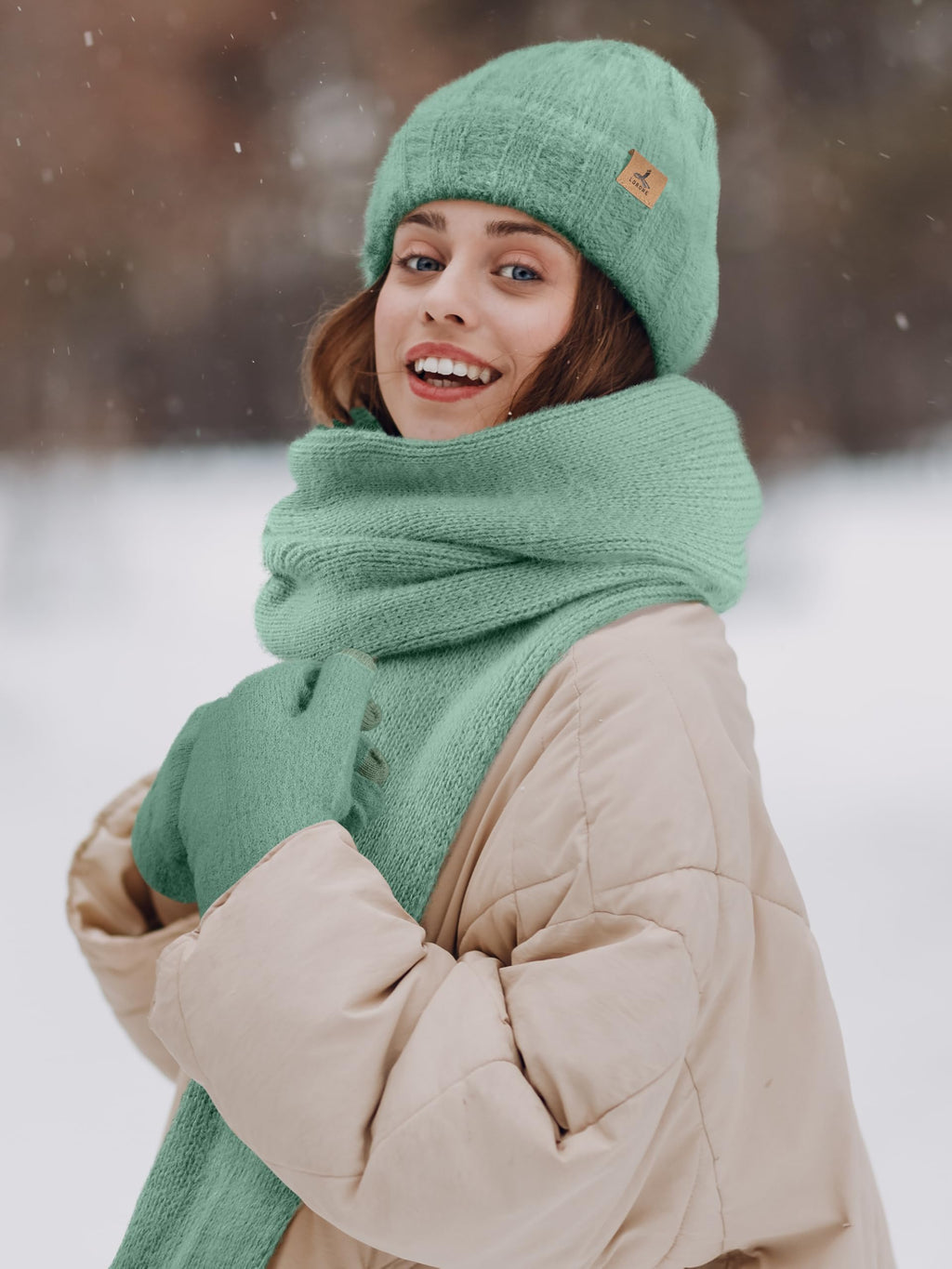 Winter Set für Damen – Mütze, Schal & Touchscreen-Handschuhe