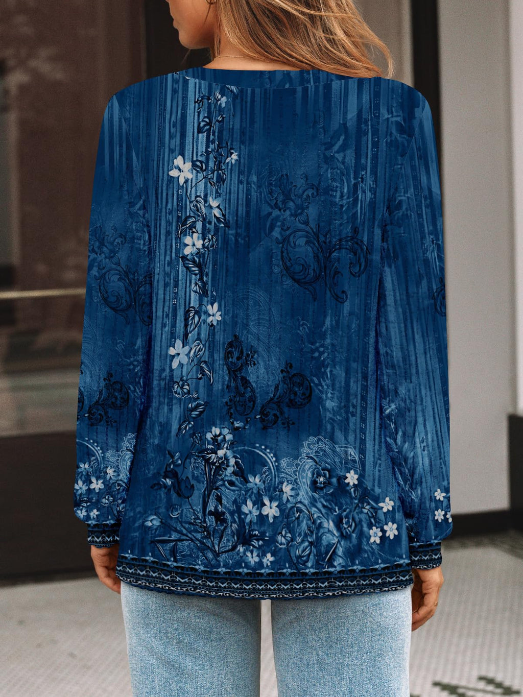 Damen Langarmshirt mit V-Ausschnitt – Lässiges Herbst Oberteil