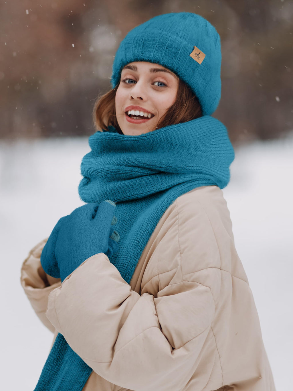 Winter Set für Damen – Mütze, Schal & Touchscreen-Handschuhe