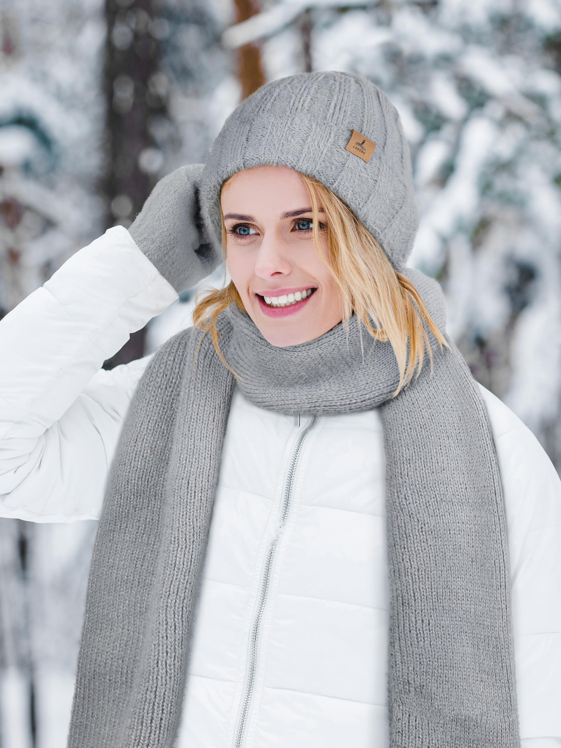 Winter Set für Damen – Mütze, Schal & Touchscreen-Handschuhe