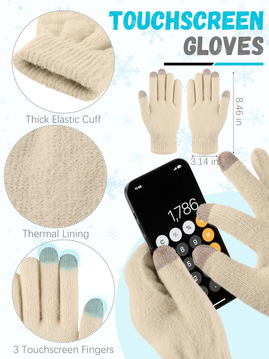 Winter Set für Damen – Mütze, Schal & Touchscreen-Handschuhe