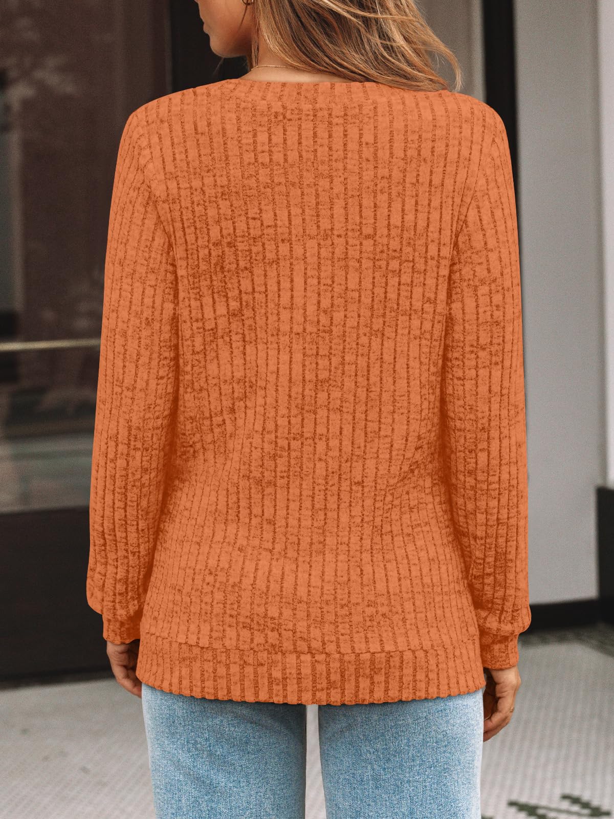 Damen Langarmshirt mit V-Ausschnitt – Lässiges Herbst Oberteil