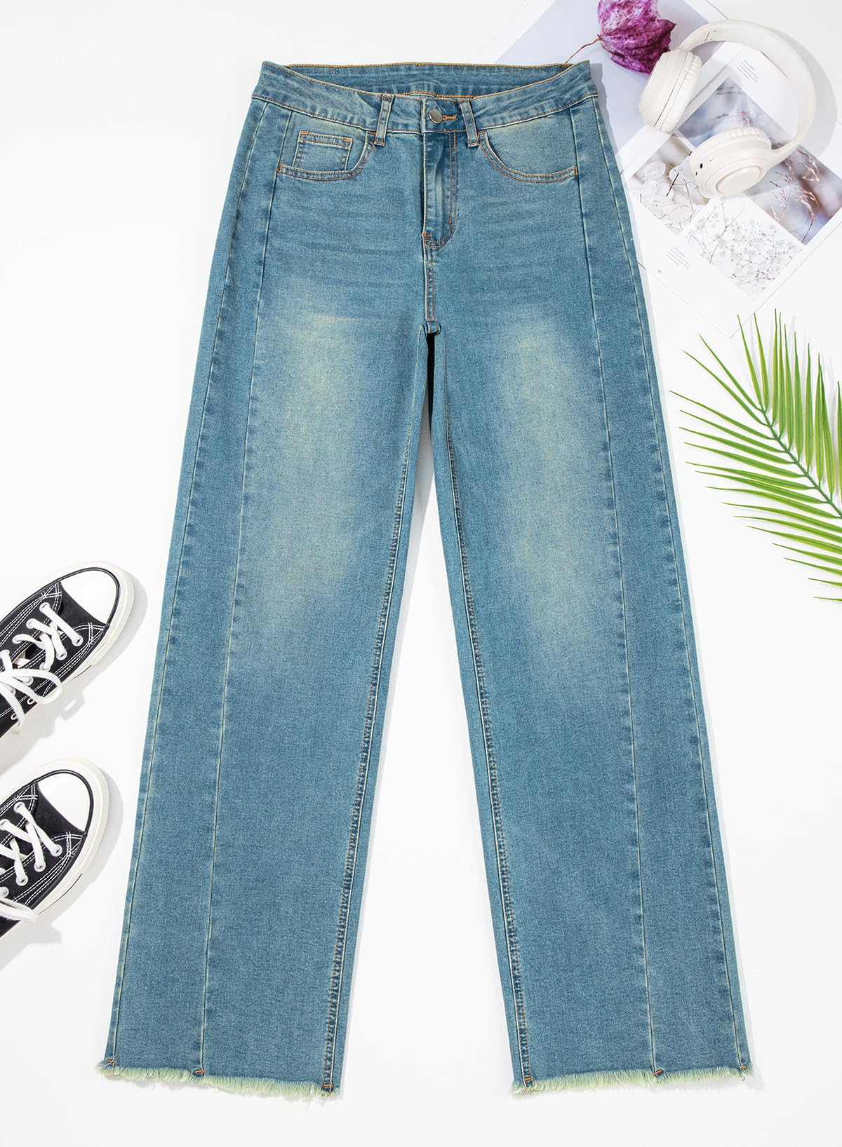 Damen Wide-Leg Jeans – Locker geschnittene High-Waist Jeans