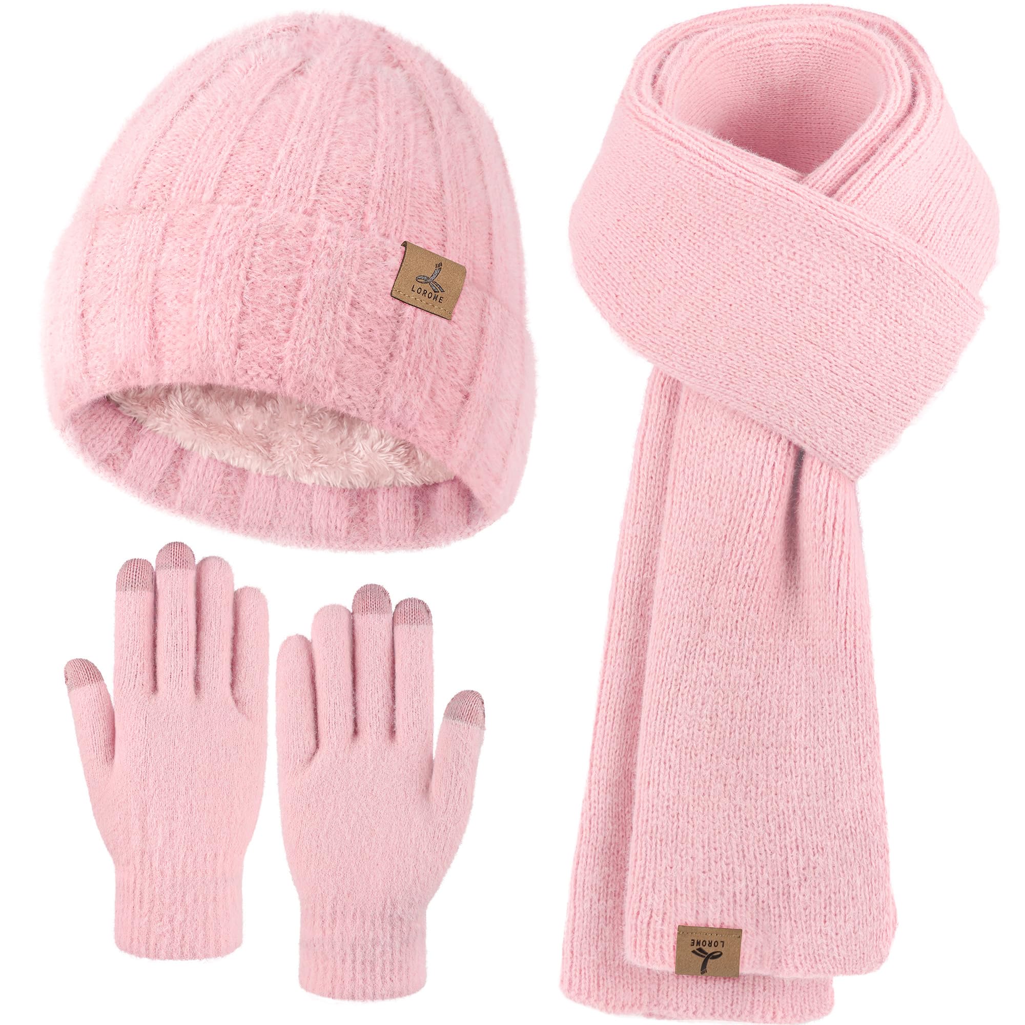 Winter Set für Damen – Mütze, Schal & Touchscreen-Handschuhe