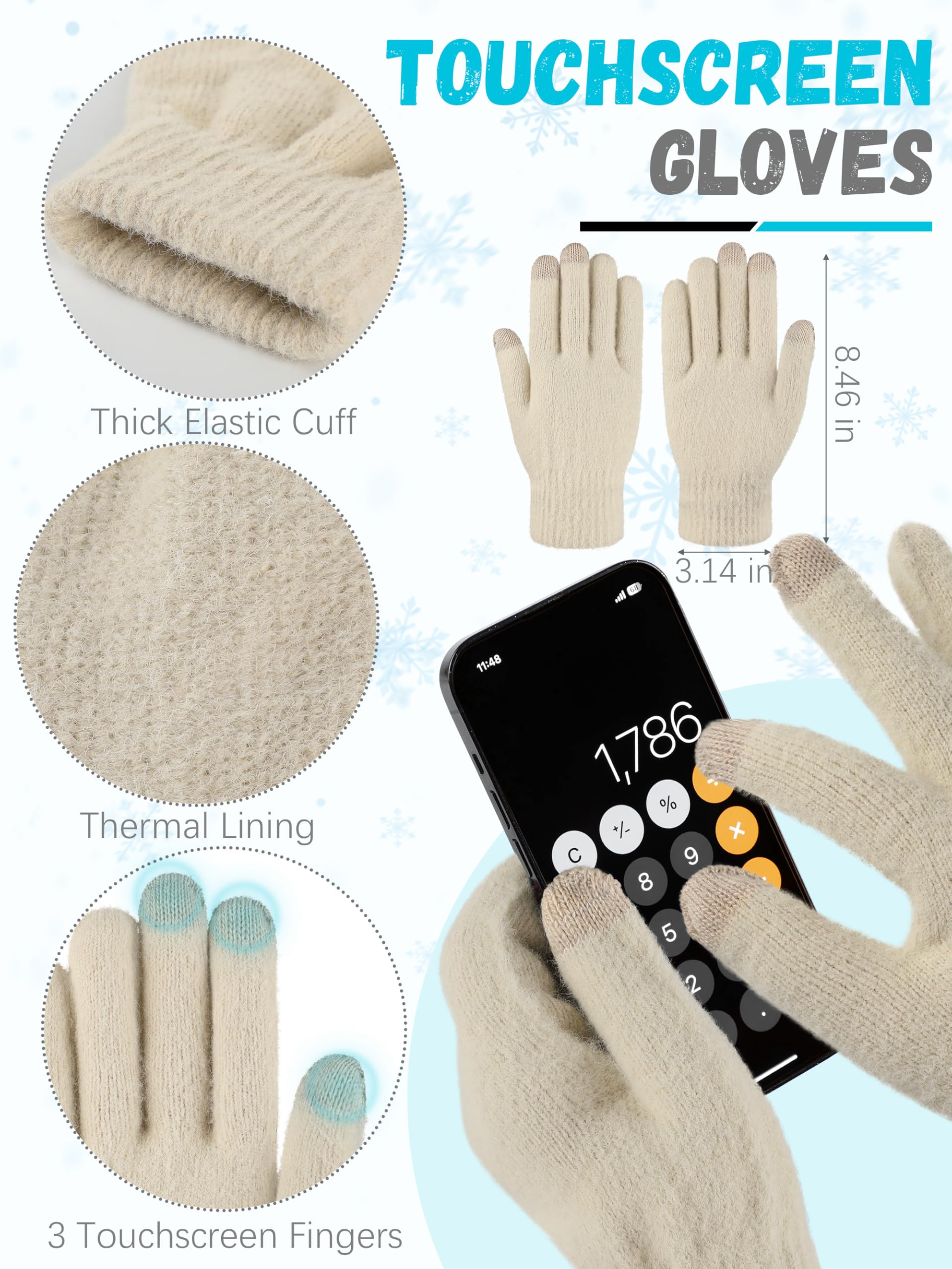Winter Set für Damen – Mütze, Schal & Touchscreen-Handschuhe