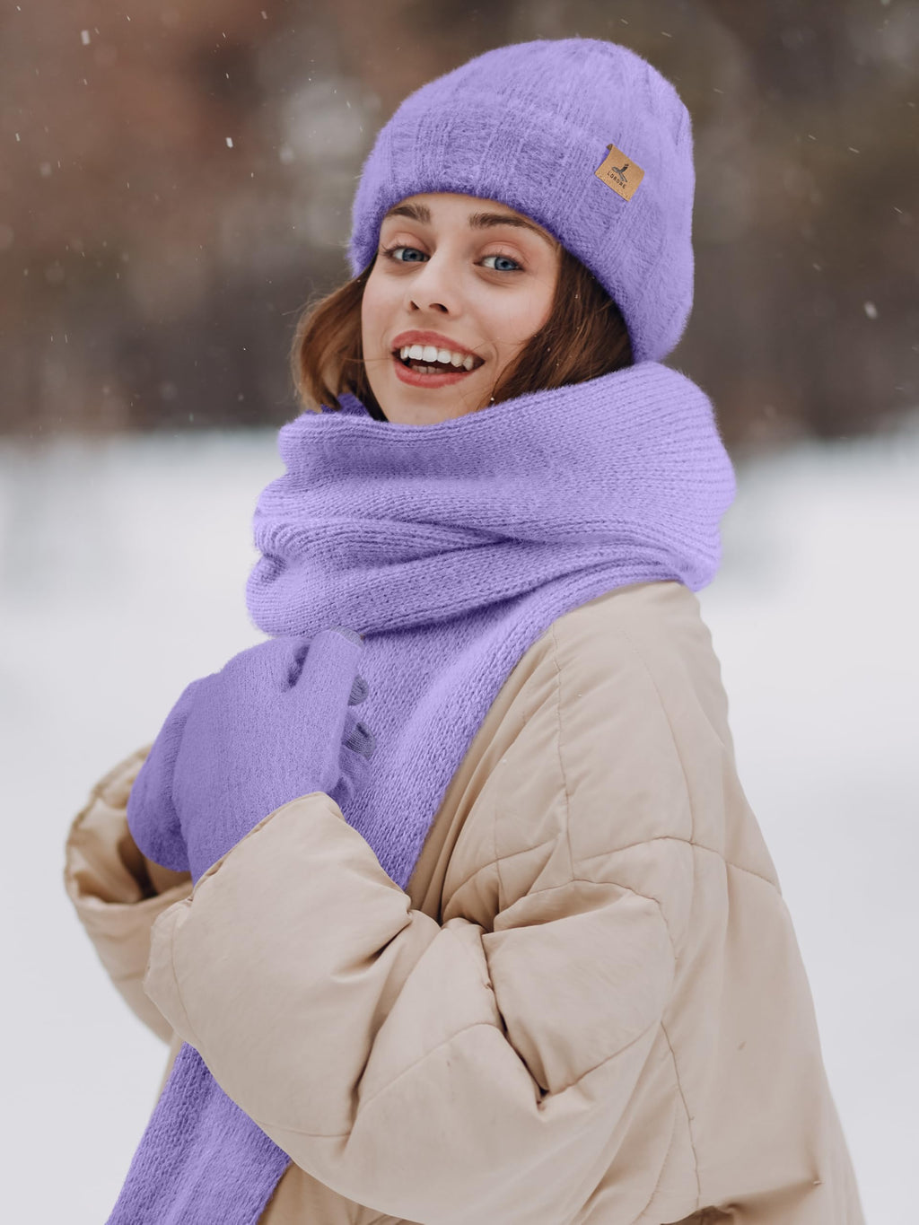 Winter Set für Damen – Mütze, Schal & Touchscreen-Handschuhe