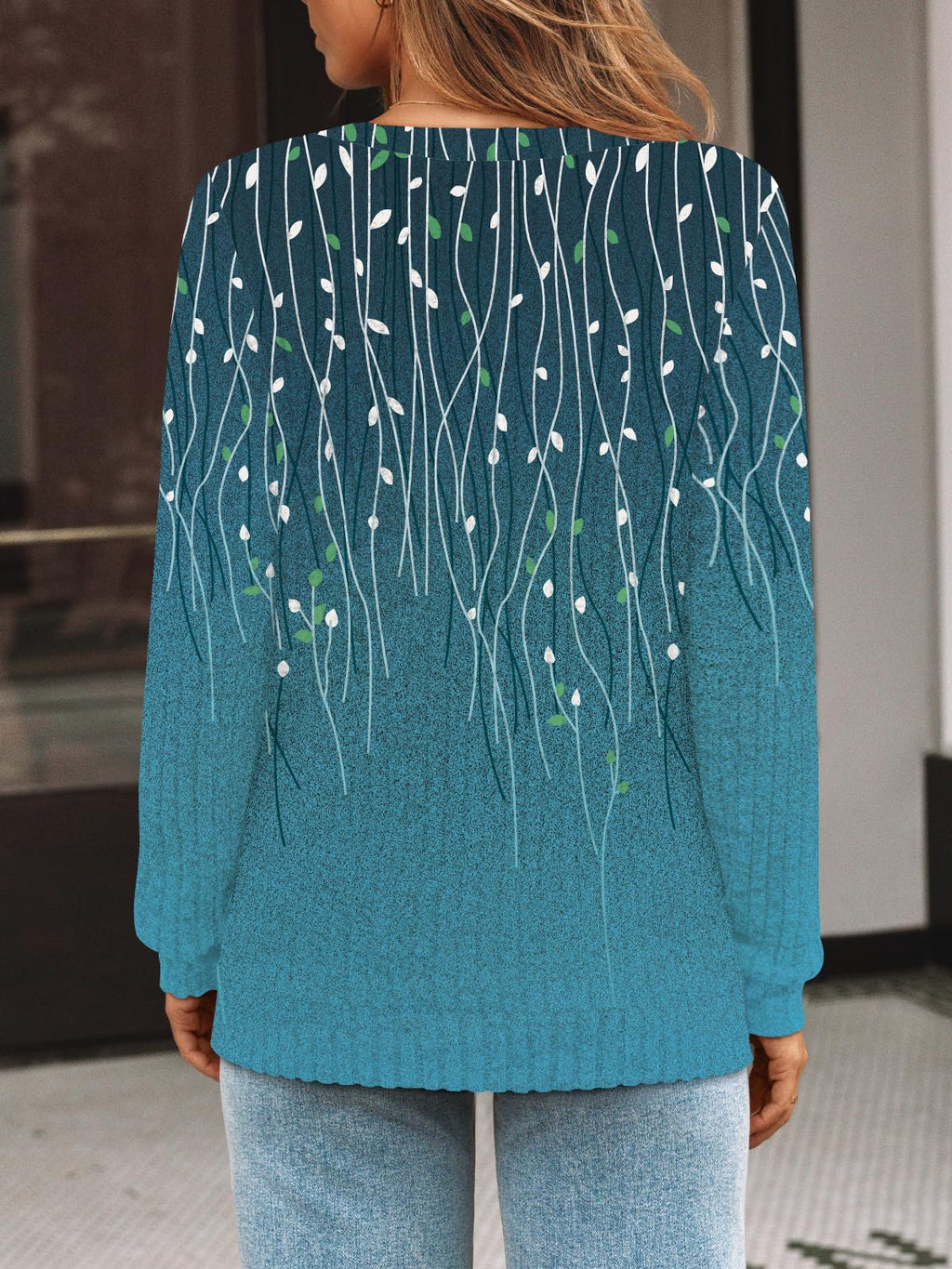 Damen Langarmshirt mit V-Ausschnitt – Lässiges Herbst Oberteil