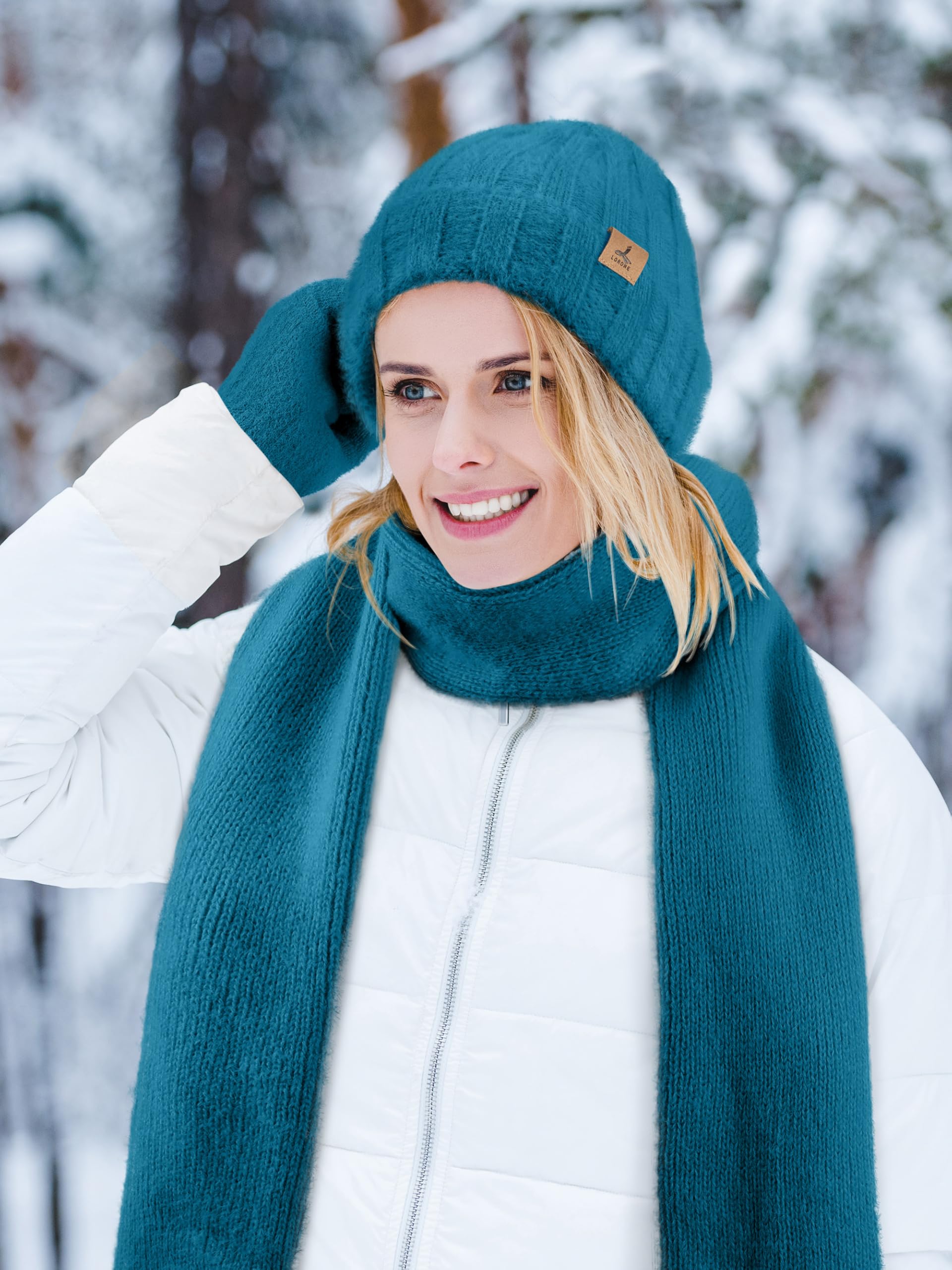 Winter Set für Damen – Mütze, Schal & Touchscreen-Handschuhe