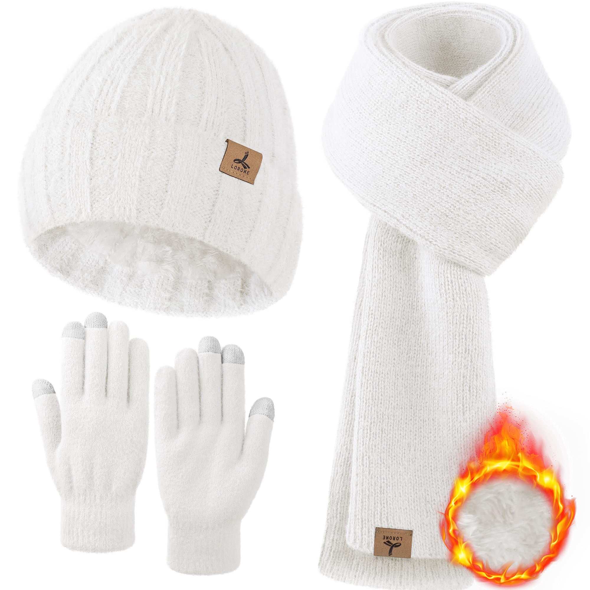 Winter Set für Damen – Mütze, Schal & Touchscreen-Handschuhe