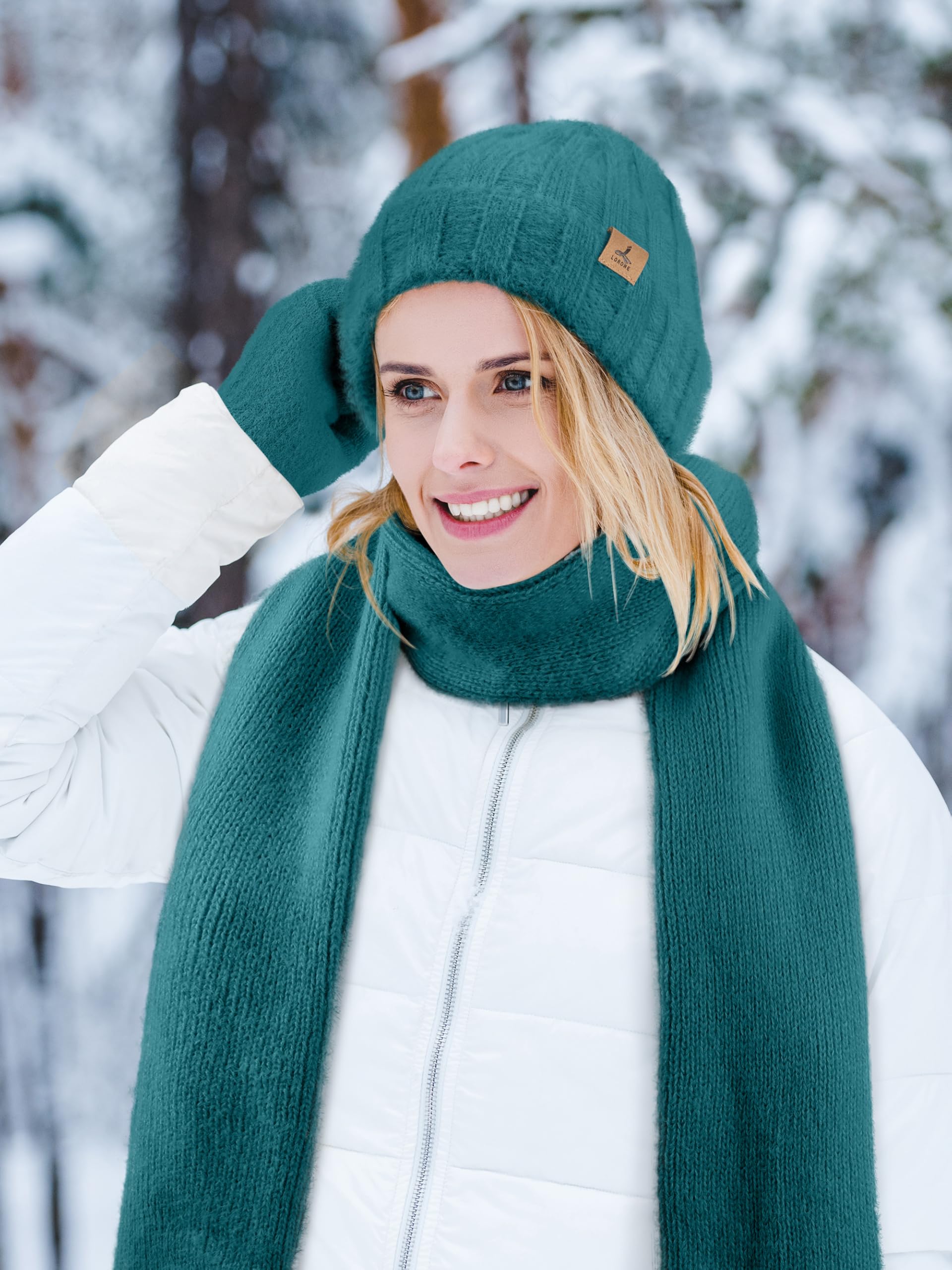 Winter Set für Damen – Mütze, Schal & Touchscreen-Handschuhe