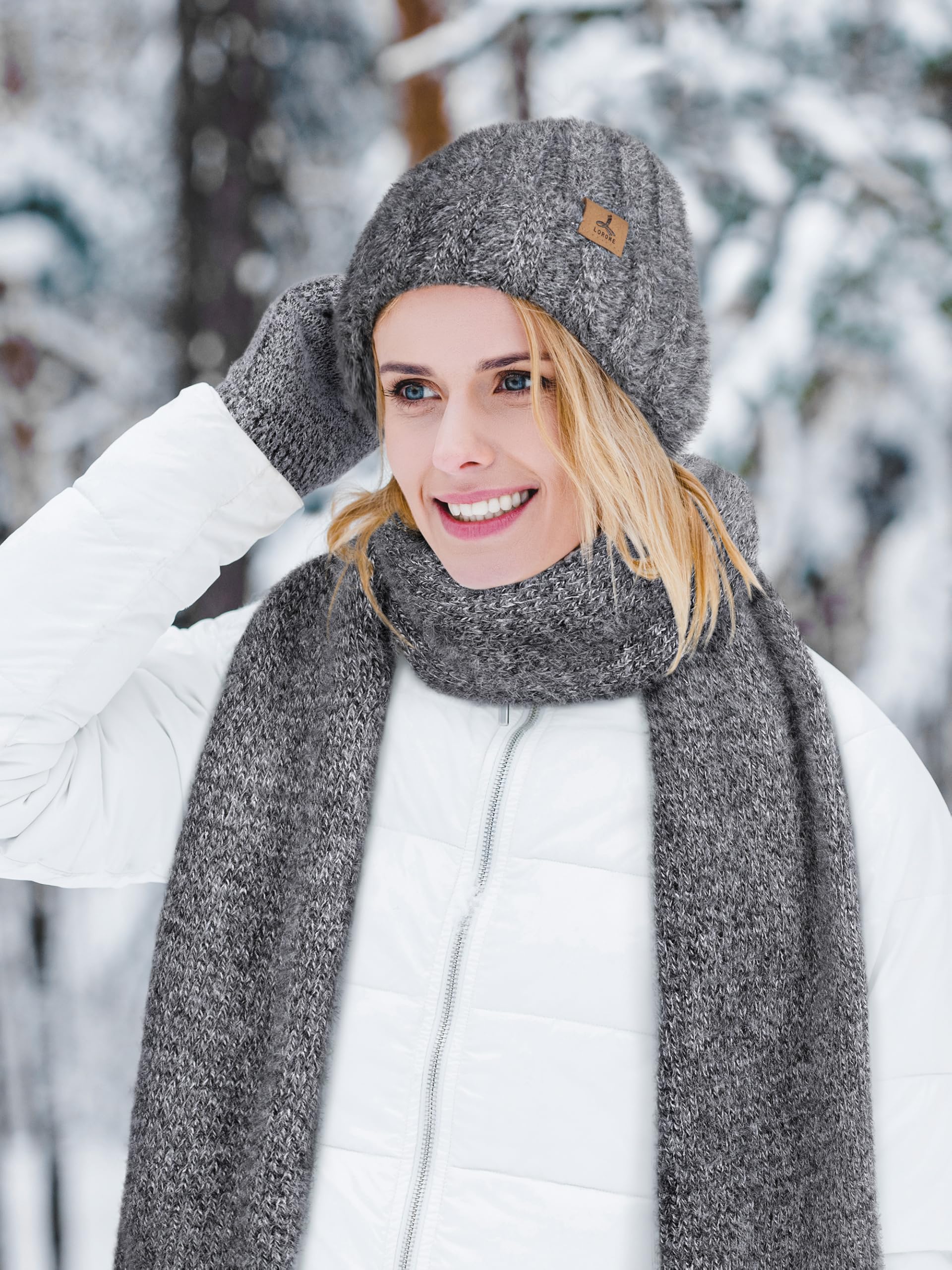 Winter Set für Damen – Mütze, Schal & Touchscreen-Handschuhe