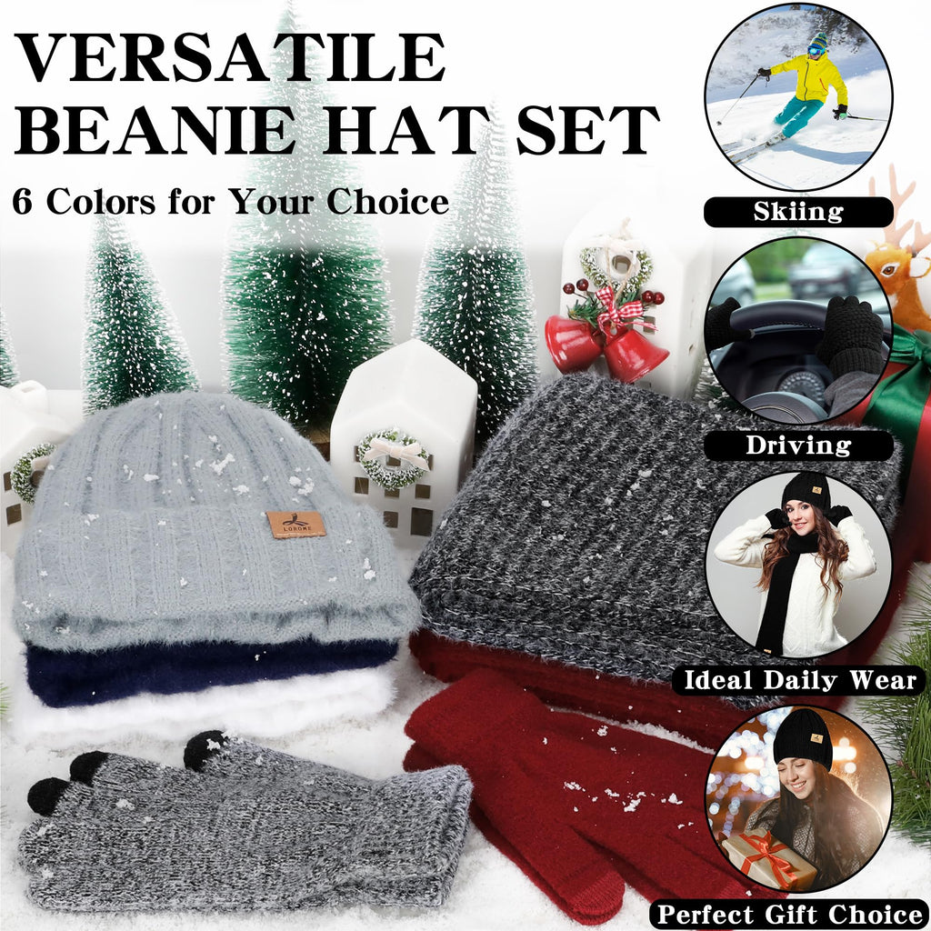 Winter Set für Damen – Mütze, Schal & Touchscreen-Handschuhe
