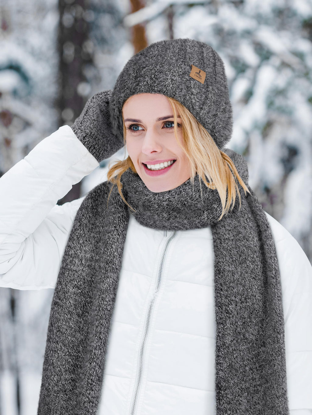 Winter Set für Damen – Mütze, Schal & Touchscreen-Handschuhe