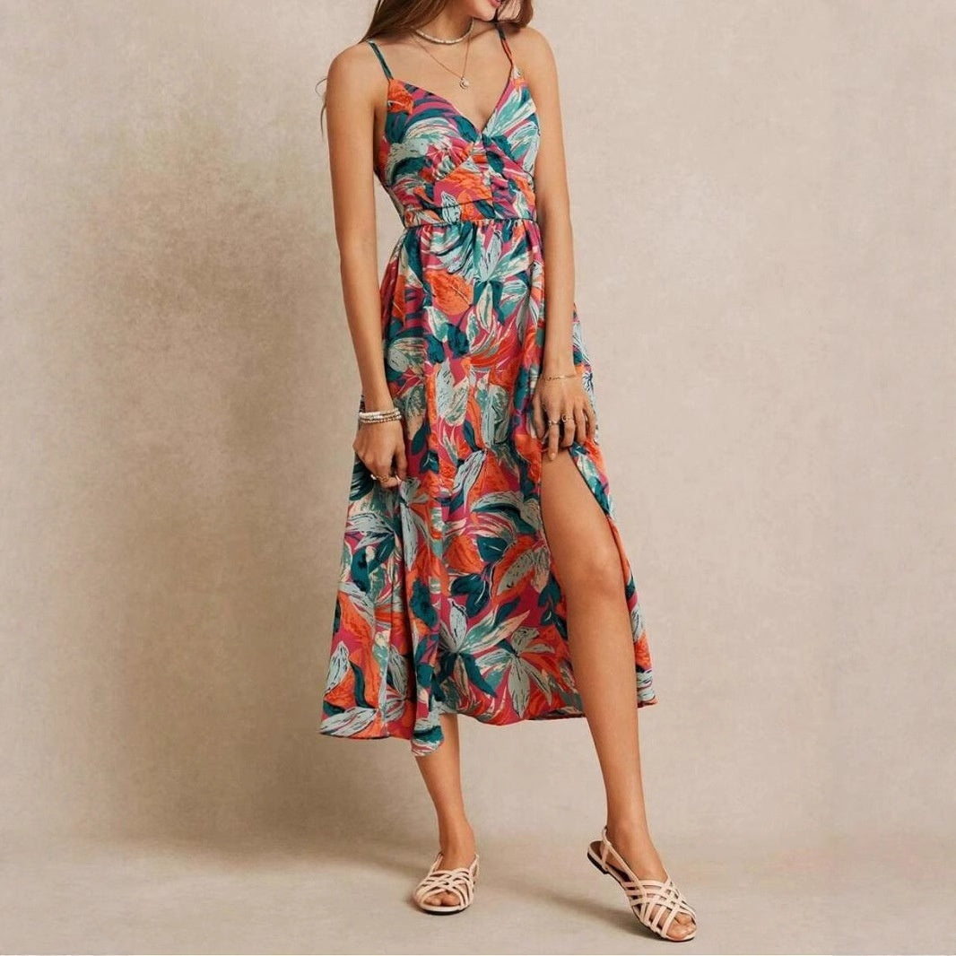 Figurbetontes Maxikleid mit Tropical-Print – Elegantes Sommerkleid für Damen